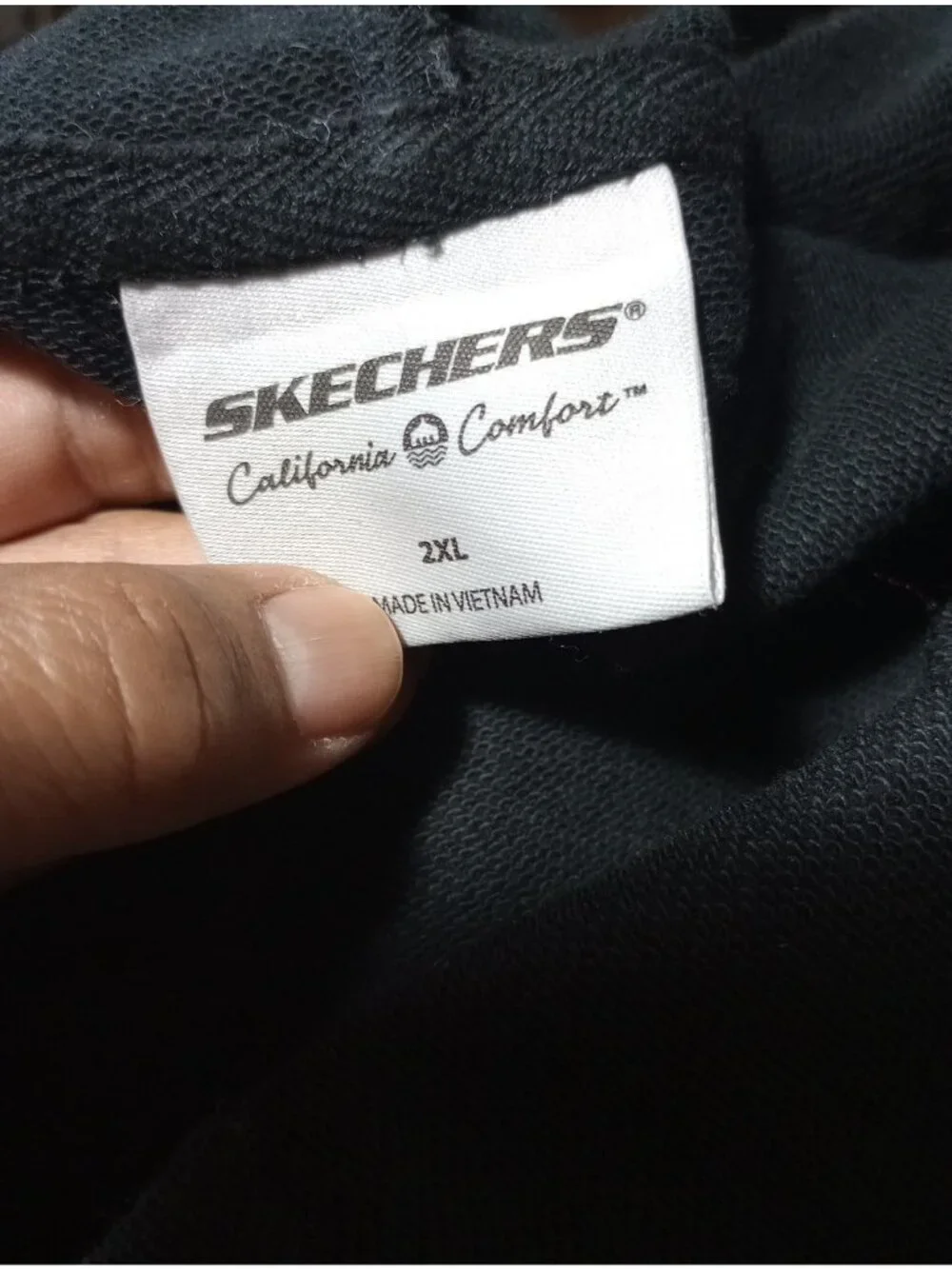Skechers Hoodless Hoodie Jacket XL Black Full Zip Pockets Logo Cotton Blend